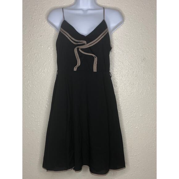 Monteau ruffle front sundress in black and tan size medium, adjustable straps - Picture 1 of 10